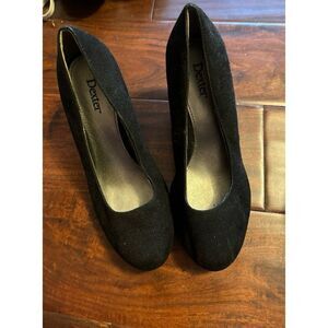 Dexter faux suede black wedges w 6.5